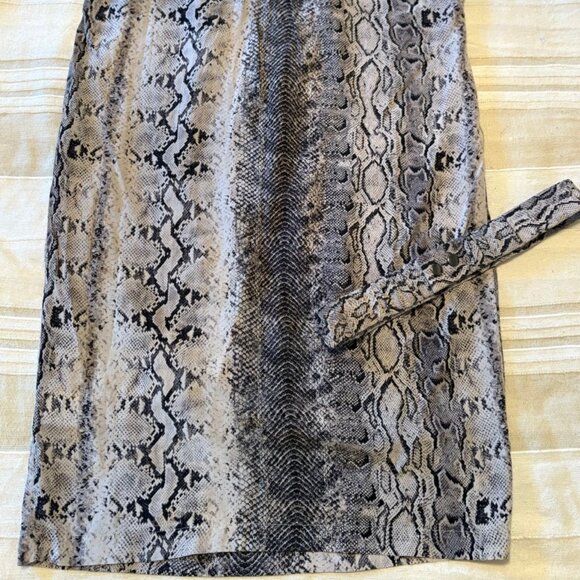Joie Silk Snake Print Sheath Dress – Black/Grey, Size S, Snap Belt - Picture 6 of 7